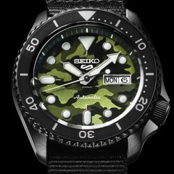 Seiko Męski Zegarek SRPJ37K1 5 Sportowy Nylon Czarny