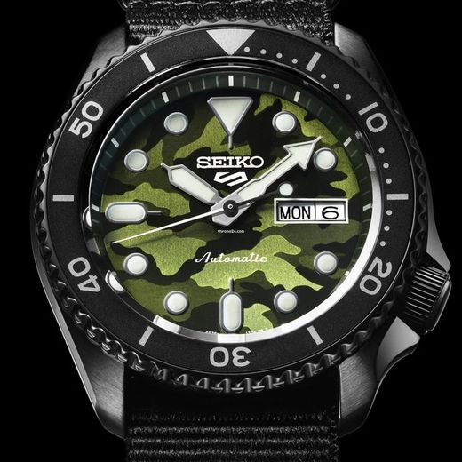 Seiko Męski Zegarek SRPJ37K1 5 Sportowy Nylon Czarny