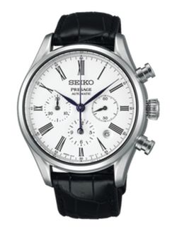 Relógio masculino Seiko SRQ023J1 Presage Crono autom 8R48 esmalte branco