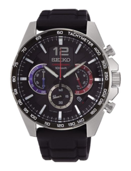 Seiko Men's Watch SSB347P1 Neo Sport Quartz Chrono Bezel Black