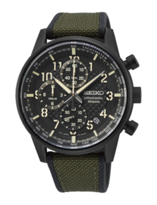 Montre Homme Seiko SSB373P1 Neo Sport Quartz Chrono Bracelet Kaki