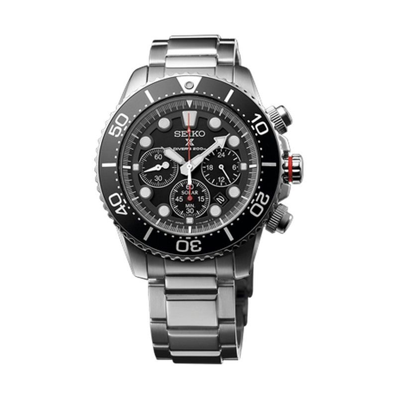 Seiko herenhorloge SSC015P1 Prospex Diver's Chrono Solar Black