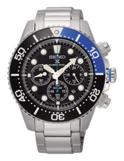 Seiko Men's Watch SSC017P1 Prospex Diver's Chrono Solar Black / Blue