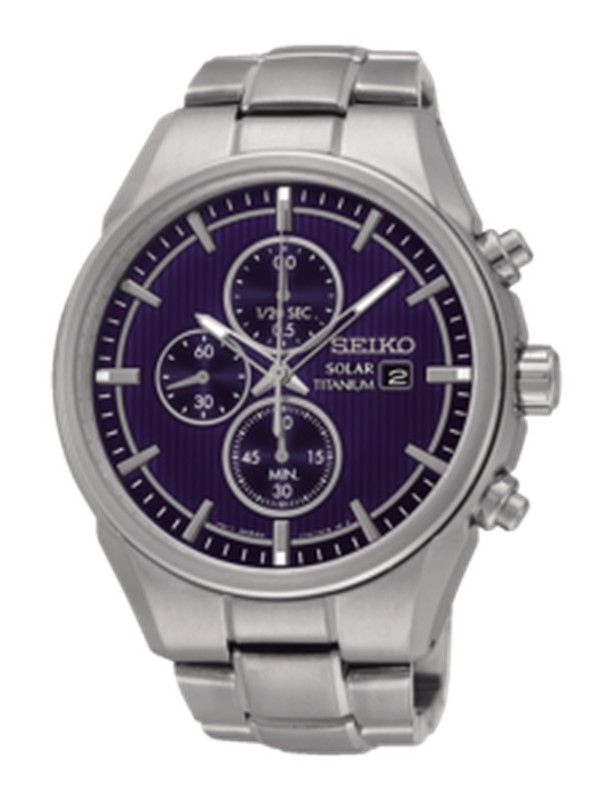 Orologio da uomo Seiko SSC365P1 Solar Chrono Titanium Blue