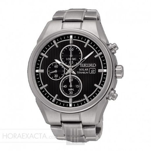 Seiko Men's Watch SSC367P1 Solar Chrono Titanium Black
