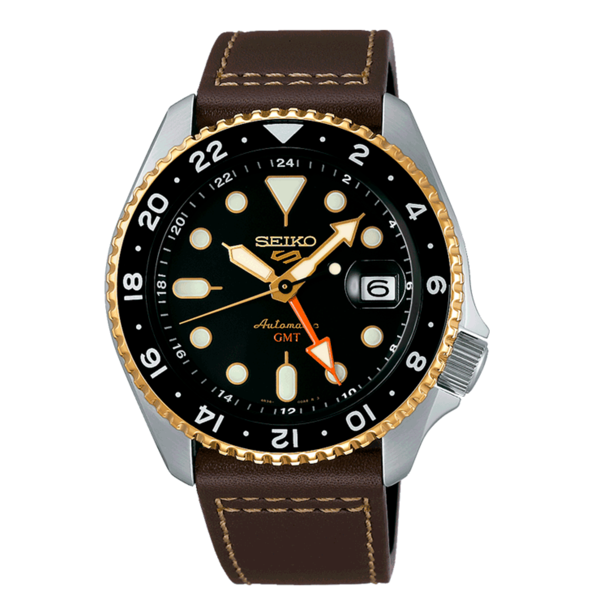 Reloj Seiko Hombre SSK036K1 5 Sports Skx Street Style Automático Piel Marrón Acero Analógico