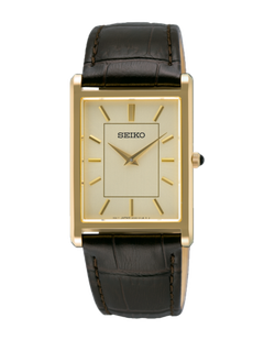 Reloj Seiko Hombre SWR106P1 Neo Classic Piel Negra Acero Dorado Analógico