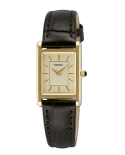 Reloj Seiko Hombre SWR110P1 Neo Classic Piel Negra Acero Dorado Analógico