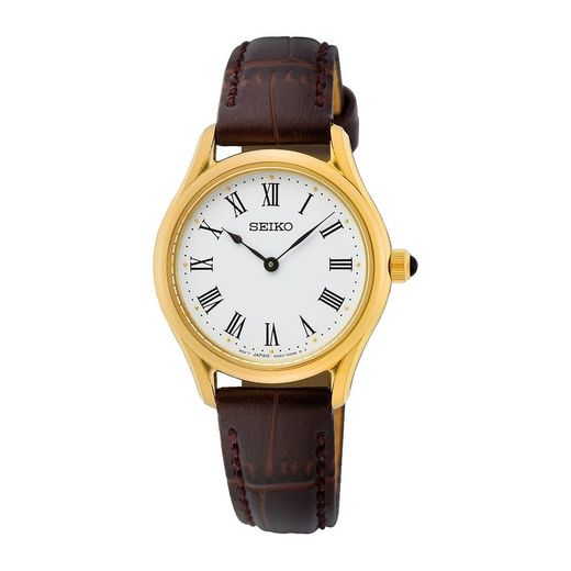 Montre Seiko pour femme SWR072P1, bracelet en cuir marron