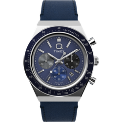 Reloj Timex Hombre TW2Y36100 Q Timex Cronógrafo Piel Azul Acero Analógico