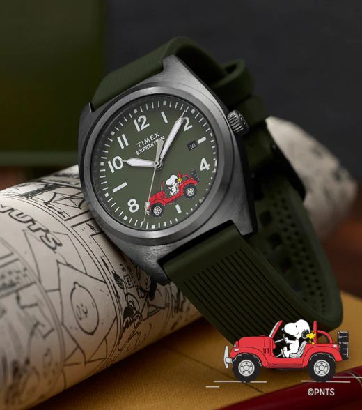 Reloj Timex Hombre TW2Y52500 Edición Snoopy Road Trip Sport Verde Acero Negro