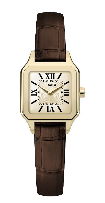 Reloj Timex Mujer TW2Y90700 Piel Marrón Acero Dorado Analógico