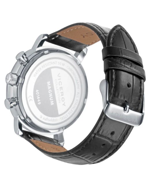 Reloj Viceroy Hombre 401449-34 Cronógrafo Piel Negra Acero Bicolor Negro Analógico