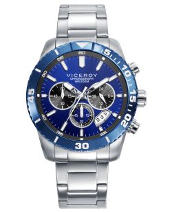 Reloj Viceroy Hombre 401457-37 Cronógrafo Acero Bicolor Azul Analógico