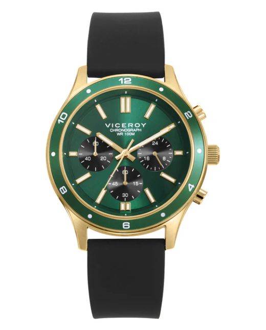 Reloj Viceroy Hombre 401489-67 Sport Negro Cronógrafo Acero Dorado Analógico