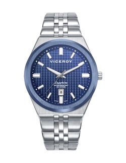 Reloj Viceroy Hombre 45115-37 Swiss Made Acero Plateado Bicolor Azul Analógico