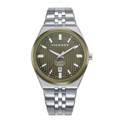 Reloj Viceroy Hombre 45115-67 Swiss Made Acero Plateado Bicolor Verde Analógico