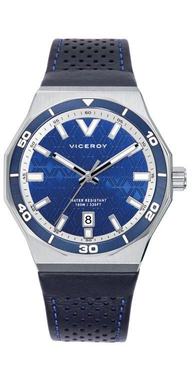 Reloj Viceroy Hombre 45123-37 Piel Azul Acero Analógico