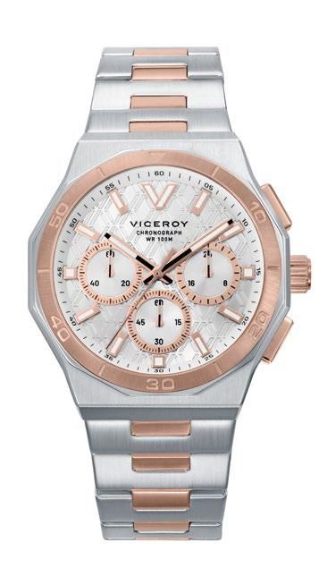 Reloj Viceroy Hombre 45129-87 Cronógrafo Acero Bicolor Rose Analógico