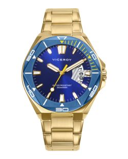 Reloj Viceroy Hombre 46847-97 Acero Dorado Bicolor Azul Analógico