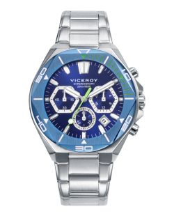 Reloj Viceroy Hombre 46849-37 Cronógrafo Acero Bicolor Azul Analógico