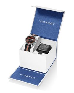 Reloj Viceroy Nińo 42399-54 Nylon Negro Naranja Y Gris + Altavoz