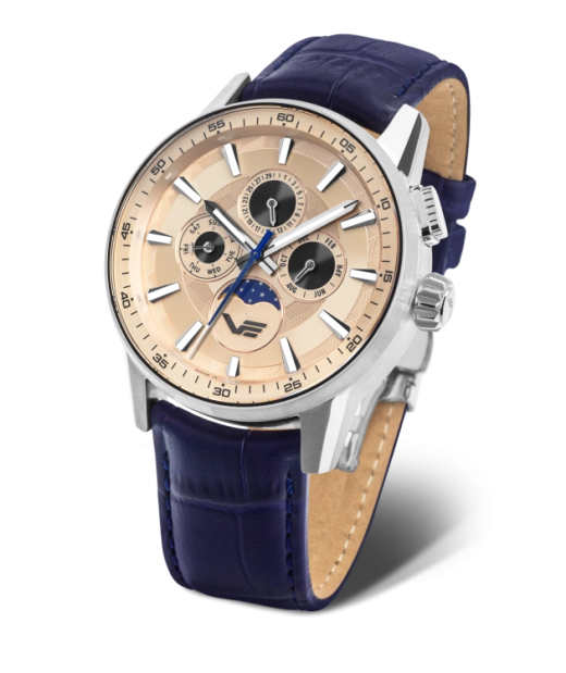 Reloj Vostok 6P00-561A789 Piel Azul Cronógrafo Acero Analógico