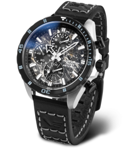 Reloj Vostok Hombre 6S10-320E693 Piel Negra Cronógrafo Acero Analógico