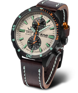 Reloj Vostok Hombre 6S11-320C677 Piel Marrón Cronógrafo Acero Negro Analógico