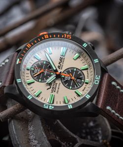 Reloj Vostok Hombre 6S11-320C677 Piel Marrón Cronógrafo Acero Negro Analógico