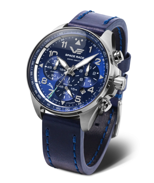 Reloj Vostok Hombre 6S20-325A742 Piel Azul Cronógrafo Acero Analógico