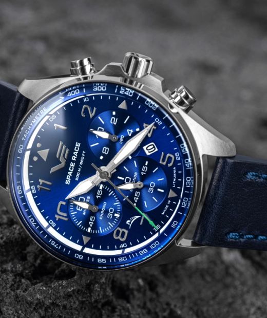 Reloj Vostok Hombre 6S20-325A742 Piel Azul Cronógrafo Acero Analógico