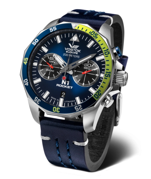 Reloj Vostok Hombre 6S21-225A708 Piel Azul Cronógrafo Acero Analógico