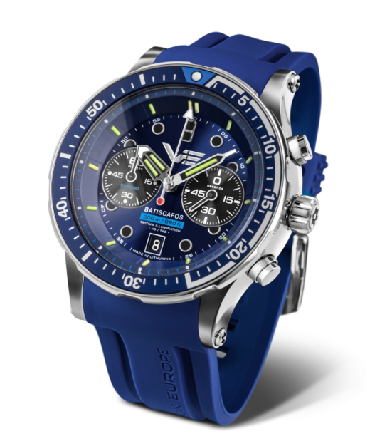Reloj Vostok Hombre 6S21-511A772 Piel Azul Cronógrafo Acero Analógico