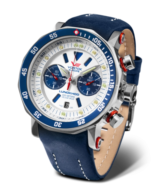 Reloj Vostok Hombre 6S21-620A630 Piel Azul Cronógrafo Acero Analógico