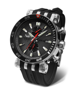 Reloj Vostok Hombre VK61-575A588 Piel Negra Cronógrafo Acero Analógico