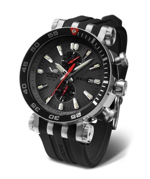 Reloj Vostok Hombre VK61-575A588 Piel Negra Cronógrafo Acero Analógico