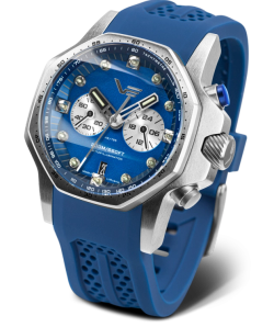 Reloj Vostok Hombre VK64-640A700 Piel Azul Cronógrafo Acero Analógico