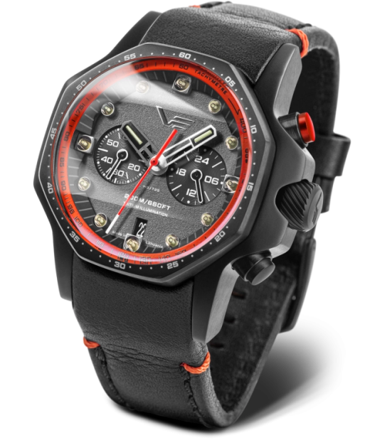 Reloj Vostok Hombre VK64-640C699 Sport Negro Cronógrafo Acero Analógico