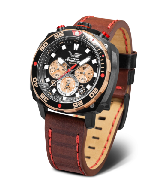 Reloj Vostok Hombre VK67-650E721 Piel Marrón Cronógrafo Acero Analógico