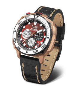 Reloj Vostok Hombre VK67-650E724 Piel Negra Cronógrafo Acero Analógico