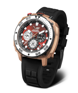 Reloj Vostok Hombre VK67-650E724 Piel Negra Cronógrafo Acero Analógico