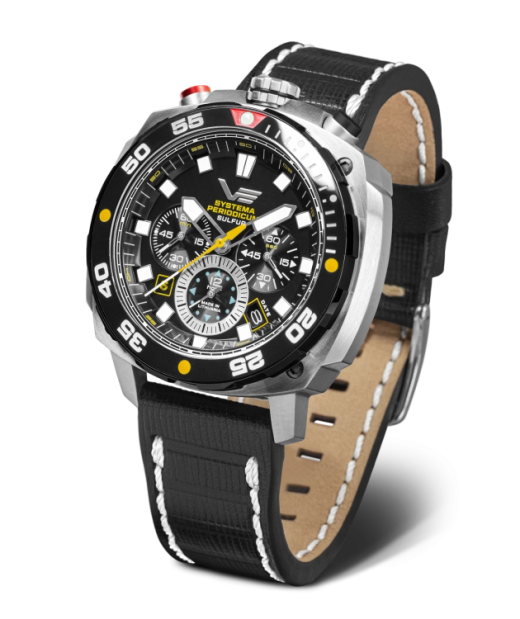Reloj Vostok Hombre VK67-650E725 Piel Negra Cronógrafo Acero Analógico