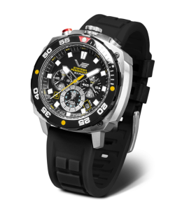 Reloj Vostok Hombre VK67-650E725 Piel Negra Cronógrafo Acero Analógico