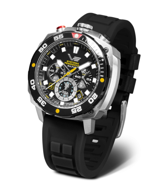 Reloj Vostok Hombre VK67-650E725 Piel Negra Cronógrafo Acero Analógico