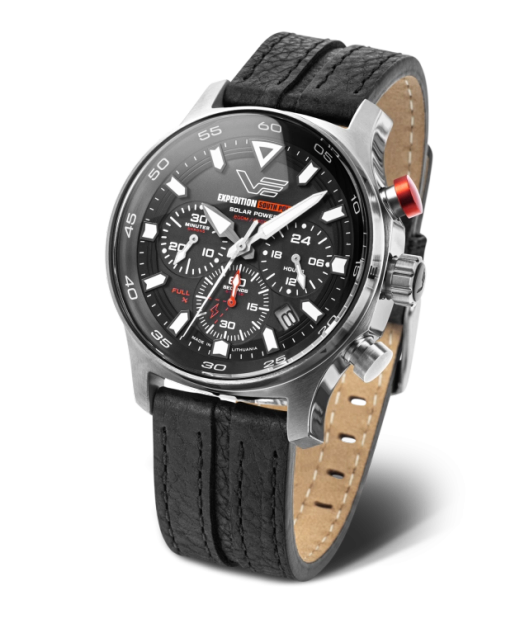 Reloj Vostok Hombre VR42-592A761 Piel Negra Cronógrafo Acero Solar