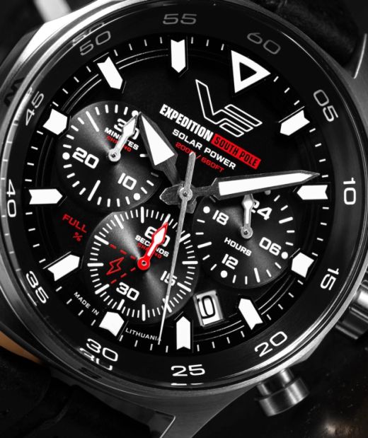 Reloj Vostok Hombre VR42-592A761 Piel Negra Cronógrafo Acero Solar