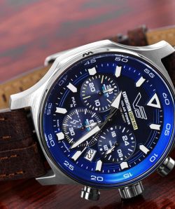 Reloj Vostok Hombre VR42-592A762 Piel Marrón Cronógrafo Acero Solar