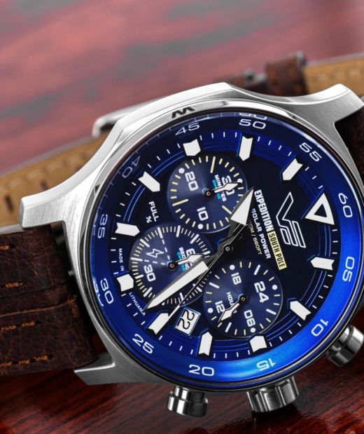 Reloj Vostok Hombre VR42-592A762 Piel Marrón Cronógrafo Acero Solar