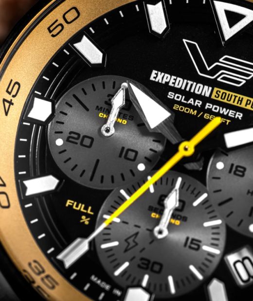 Reloj Vostok Hombre VR42-592C763 Piel Marrón Cronógrafo Acero Negro Solar